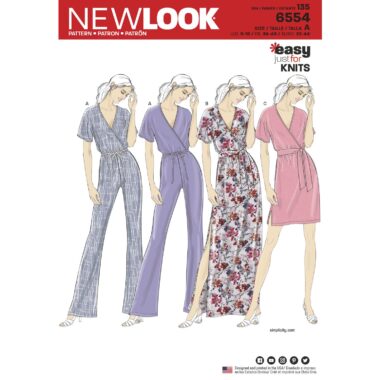 New Look Pattern 6554 Womens Knit Jumpsuit and Dresses