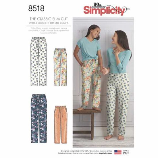 Simplicity 8518 Girls and Womens Lounge Pants Sewing Pattern