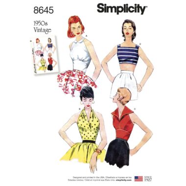 Simplicity Pattern 8645 Womens Vintage Tops