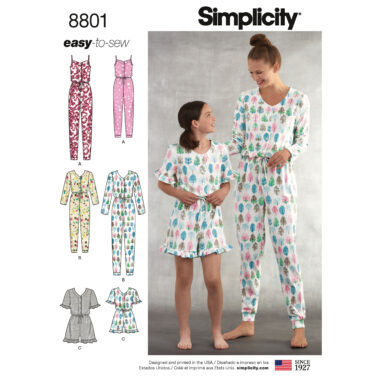 Simplicity 8801 Girls and Misses  Knit Jumpsuit Romper Sewing Pattern
