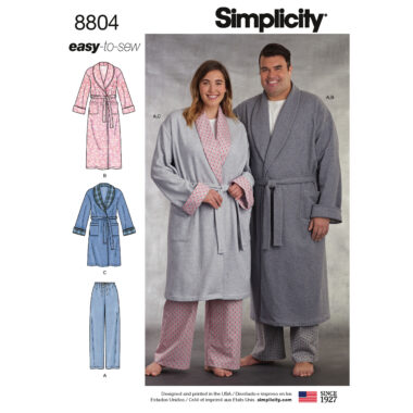 Simplicity 8804 Women's and Men's Robe and Pants Sewing Pattern