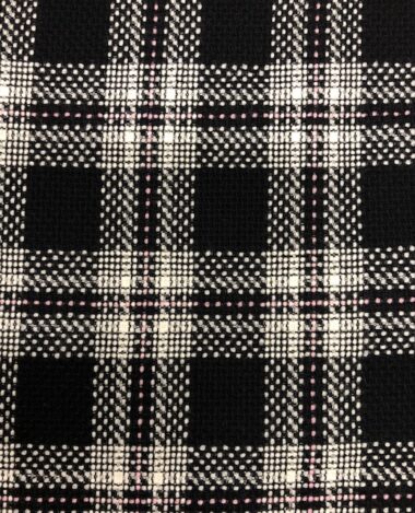 Black and Pink Wool Check Dress Fabric
