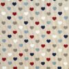 Linen Style Canvas Nautical Hearts Fabric