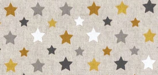 Stars Ochre Linen Style Canvas Fabric