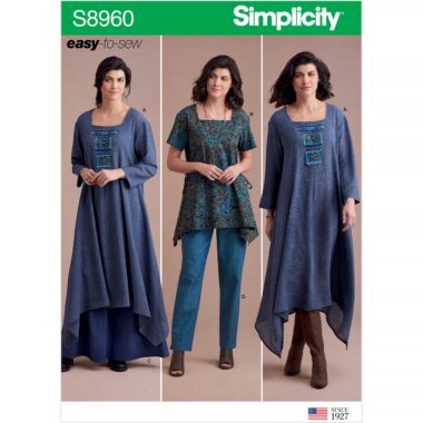 Simplicity Sewing Pattern S8960 Misses Dress Or Tunic, Skirt and Pant