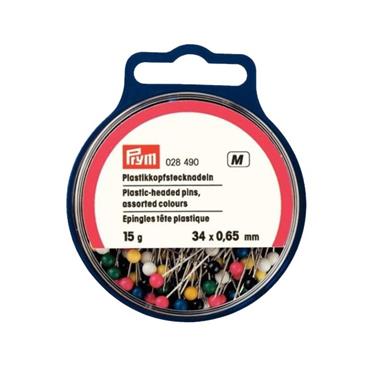 Prym Plastic-headed pins, 0.65 x 34mm, multi-colour
