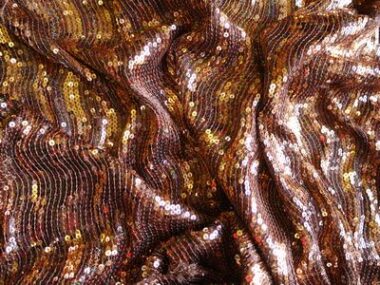 Bronze Sewn On Wavy Sequins Fabric