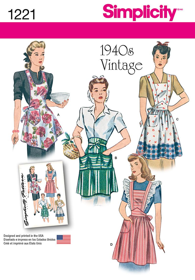 1940s CUTE Full Heart Shape Bib Apron or Half Aprons Pattern SIMPLICITY  4825 Three Styles, Size Large Vintage Sewing Pattern