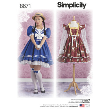 Simplicity Pattern 8671 Womens Lolita Costume Dresses