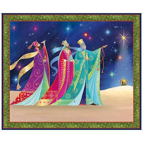 Christ Is Born The Three Kings Cotton Fabric Panel
