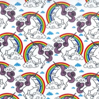 Rainbow Unicorns Rose and Hubble Cotton Fabric