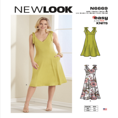New Look N6669 Misses Dress designed for stretch knits