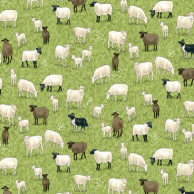 Village Life Sheep Makower Cotton Fabric