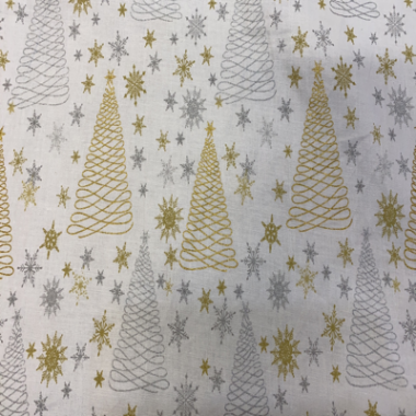 Metallic Christmas Trees Fabric
