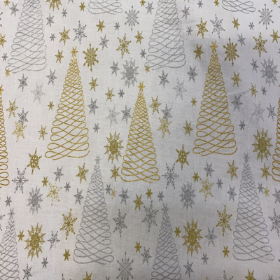 Metallic Christmas Trees Fabric