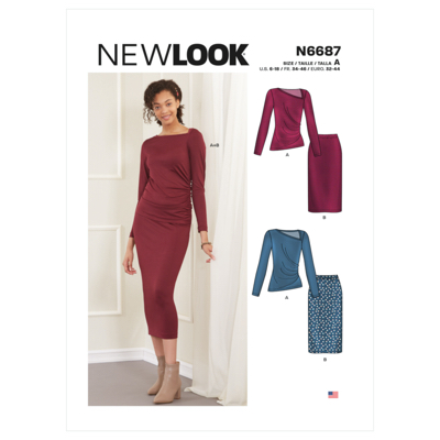 New Look Sewing Pattern N6687 Misses' Knit Skirt & Top