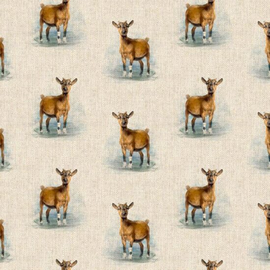 Goat All Over Linen Style Canvas Fabric
