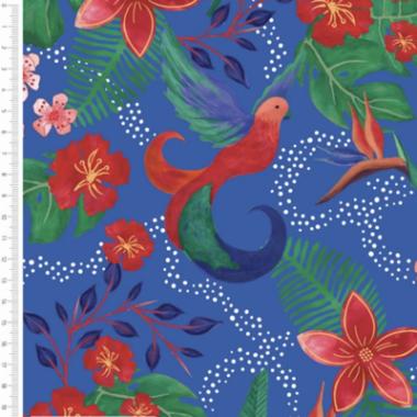 Birds of Paradise Royal Cotton Fabric By Sarah Payne