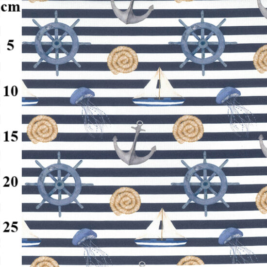 Sea Side Stripe Digital Cotton Canvas Fabric