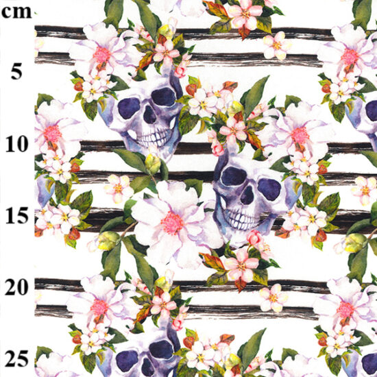 Floral Skulls Digital Jersey John Louden Fabric