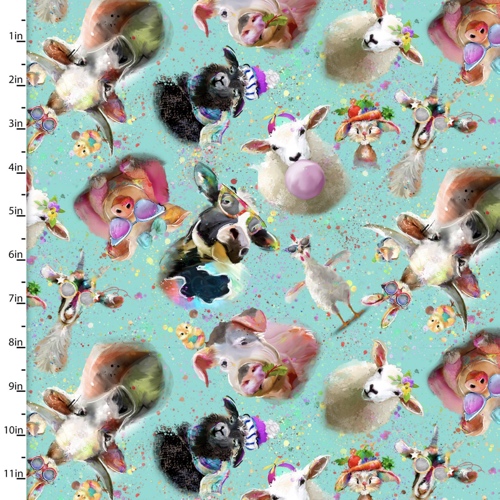 Welcome To The Funny Farm Connie Haley 3 Wishes Tossed Animals Fabric |  Remnant House Fabric